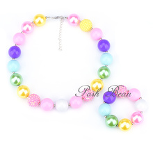 Easter Chunky Necklace & Bracelet Set for Girls Spring Pastel Chunky Bubblegum Necklace,birthday Gift for Girl Baby Girl Toddler 2024 - buy cheap
