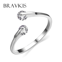 BRAVEKISS Trendy CZ Stone Open Jump Rings Wedding Rings for Women Party Engagement Ring knuckle Bands Alliance Jewelry BJR0013 2024 - buy cheap