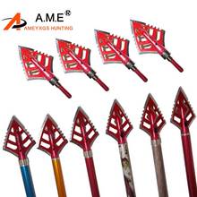 6 Pc Archery hunting arrowhead red color hunting arrow tips 125 grains Arrow Broadheads 2024 - buy cheap