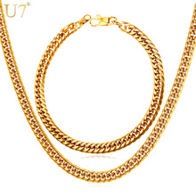U7-Conjunto de collar y pulsera con cadena cubana para hombre, conjunto de joyería etíope, 6MM de ancho, S842 2024 - compra barato