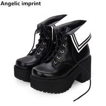 Zapatos de tacón alto con estampado de angelical para mujer, botines de tacón alto de princesa para fiesta, talla 35-40, hechos a mano, mori girl, lolita 2024 - compra barato