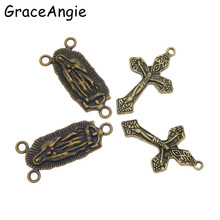 10Pcs Rosary Cross and Center Sets Rosary Bead Necklace Making Bronze  Alloy Crucifix Cross Pendants  Virgin 30*14mm 28*17mm 2024 - buy cheap