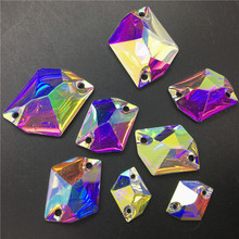 TopStone-Cristal AB de resina cósmica, piedras para coser, cristal plano, costura, Strass, diamantes de imitación para ropa, bricolaje, 11x14, 16x20, 21x27mm 2024 - compra barato