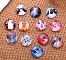 24 peças 12/14/16mm estampa adorável cachorro gato redondo feito à mão foto cabochões de vidro domo vidro diy artesanato contas configurações cabochão 2024 - compre barato