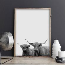 Highland Cow-impresión artística en lienzo y póster, fotografía moderna de animales, póster en lienzo, arte de pared, imagen, decoración artística para la pared de la habitación del hogar 2024 - compra barato