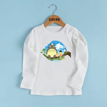 Camiseta con estampado de Anime japonés para niños y niñas, ropa divertida de Totoro, camiseta de manga larga de dibujos animados para bebés, LKP2418 2024 - compra barato