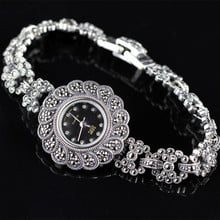 S925 pure silver ornaments authentic Thai manual Mosaic female mark the lace vintage watches 2024 - buy cheap