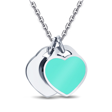 Double Love Heart Enamel Ladies Stainless Steel Necklace Drift Pendant Jewelry Wholesale Best Gift For Girl Friend Birthday 2024 - buy cheap