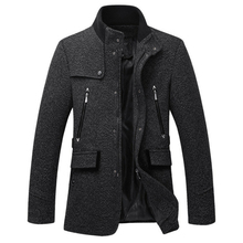 New Wool Blend Jacket Men Autumn Winter Slim Fit Woolen Coat Casual Trench Coat Men Zippers Brand Overcoats High quality 2024 - buy cheap