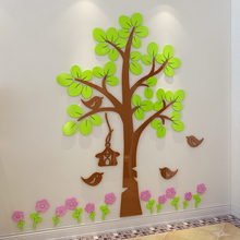 New Tree Flower Three-dimensional Acrylic Wall stickers Cartoon Children's room kindergarten Creative DIY Home decor 3D Sticker 2024 - buy cheap