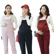 Spring Autumn Maternity Corduroy  Bib Pants Pregnant Women Casual Jumpsuits Roupa Gestante Trousers Maternity Loose Clothes 2024 - buy cheap