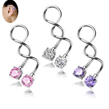 1PCS 2019 New personality Multicolor Crystal Stainless Steel Ear clip Fashion Stud Earrings Women Men Piercings Fashion Jewelry 2024 - buy cheap