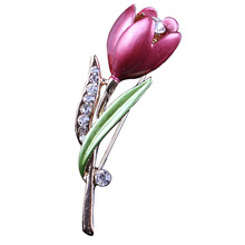 Elegante Tulipa Flor Broche de Pino de Cristal Traje Jóias Acessórios Roupas Broches Jóias 2024 - compre barato
