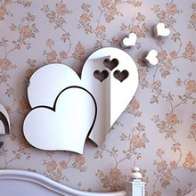 Espelho 3d corações amor adesivo de parede decalque diy casa quarto arte mural decoração removível 9.25 2024 - compre barato