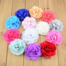 250pcs/lot 28 Color U Pick 3.15 Inch Large Silk Chiffon Rosette Flowers Without Clips Boutique Hair Accessories Wedding Decor 2024 - buy cheap