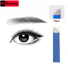 100pcs/lot Sterilized Blue 16 Pin 0.2mm Permanent Makeup Blade Manual Embroidery Eyebrow 3D Microblading Tattoo Needles 2024 - buy cheap