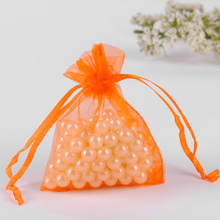 10x15 см оранжевые мешочки для украшений, сумки из органзы, сумки с жемчугом, индивидуальные упаковочные сумки из органзы, пакеты 100 шт./лот 2024 - купить недорого