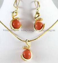 >>>>>12mm Orange South sea Shell Pearl Earrings & Necklace Pendant Set 18" 30% off 2024 - buy cheap