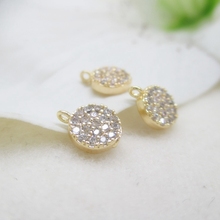 8*6MM 6Pcs Round Zircon Rhinestones 24 Gold Plated Copper Beads Charms Jewelry Pendants Jewellery Findings 2024 - buy cheap