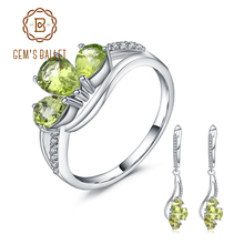 GEM'S BALLET-pendientes colgantes de peridoto verde Natural para mujer, conjunto de joyería de anillo, Plata de Ley 925 auténtica, joyería fina Vintage para mujer 2024 - compra barato