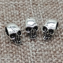 10 peças de 925 prata esterlina crânio esqueleto contas espaçadores punk para pulseira colar 2024 - compre barato