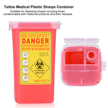 Caja de plástico duro para desechos de tatuajes, contenedor médico portátil de 1L, tapa abatible, para uso médico, para desechar agujas Biohazard, color amarillo/rojo 2024 - compra barato