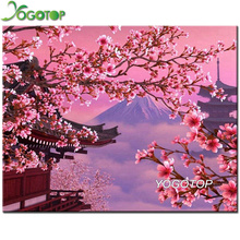 YOGOTOP 5D Diamond Embroidery Japanese cherry castle Diy Diamond Painting Full Square Drill Cross Stitch Mosaic scenery QA614 2024 - buy cheap