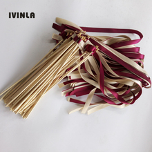 50pcs/lot Wine Red wedding ribbon stick with gold bell for wedding party 2024 - buy cheap