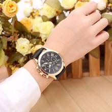 Новые женские модные Женева римские цифры искусственная кожа аналоговые кварцевые наручные часы женские часы 2024 - купить недорого