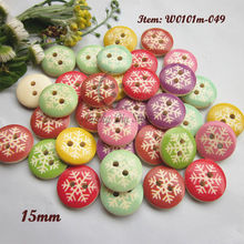 250pcs 15mm Mixed color snowflake wood sewing buttons for scrapbooking craft decorative accessories wholesale 2024 - buy cheap