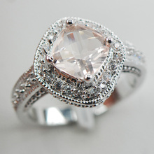 Morganite White Crystal ZirconWomen 925 Sterling Silver Ring F902 Size 5 6 7 8 9 2024 - buy cheap