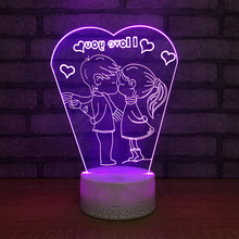Colorful Acrylic Lovers 3d Desk Lamp Creative Bedroom Wedding Room Decorative Lights To Give Boyfriend Gifts Led Table Lamps 2024 - buy cheap