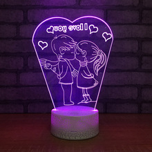 Lámpara de escritorio 3d para amantes de acrílico, luces decorativas creativas para Sala de Bodas de dormitorio, regalos de novio, lámparas de mesa Led 2024 - compra barato