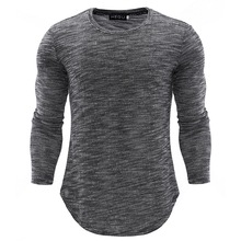 Camiseta de manga larga para hombre, camisa informal de estilo Hip Hop con dobladillo largo asimétrico, 2018 2024 - compra barato