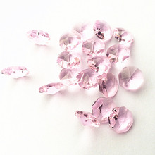 100pcs/lot 14mm Pink  Glass Crystal Octagon Beads in one hole(Free rings) Crystal Chandelier Beads, Crystal Curtain beads 2024 - buy cheap