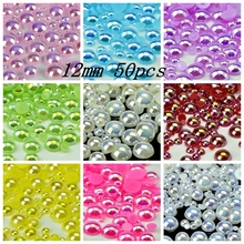 Free Shipping Pick Colors12mm 50Pcs/lot  AB Colors ABS Imitation Pearls Craft Half Round Flatback Beads DIY Decoration 2024 - buy cheap