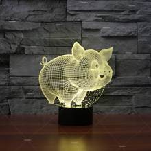 Cute Pig Modeling Acrylic Touch Led Night Light Visual Stereo 3d Lamp Creative New Gift Novelty Led Usb 3d Light Fixtures 2024 - buy cheap