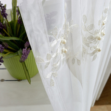 Cortina de tule voile bordado floral para sala de estar cortina transparente para quarto janela infantil 2024 - compre barato