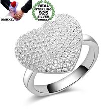 OMHXZJ Wholesale Personality Fashion OL Woman Girl Party Wedding Gift Silver Heart 925 Sterling Silver Ring RN166 2024 - buy cheap