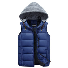 Yuwaijiare colete masculino de inverno, colete grosso quente com capuz, moderna, algodão acolchoado, jackt e coat 2024 - compre barato