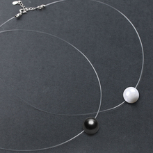 Collar de cadena transparente para mujer, colgante de perlas negras, Invisible, hermoso regalo 2024 - compra barato
