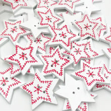 Hot Sale 20pcs Cute XMAS Christmas Decor Sewing Scrapbook DIY Craft Wooden Buttons Star Shape WB550 2024 - buy cheap