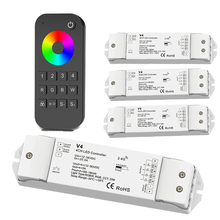 Новый светодиодный RGBW светодиодные ленты контроллер 2,4 г RF пульт дистанционного управления RT9 4 зоны диммер V4 5A 4 канала Беспроводной приемник 12V 24V, RGB/RGBW строка Применение 2024 - купить недорого