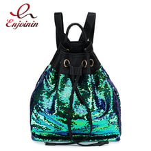 Fashion Trend Sequins Bucket Ladies Backpack Chain Bag Shoulder Bag Young Girl's Travel Backpack Female Bolsa Designer Bag 2024 - buy cheap