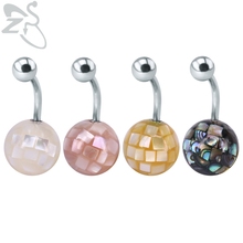 ZS Plastic Ball Sexy Navel Piercing Ring Mixed Color Belly Button Rings Stainless Steel Piercing Body Jewelry Piercing nombril 2024 - buy cheap