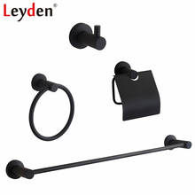 Leyden Black 304 Stainless Steel Single 4pcs Bathroom Accessories Set Single Towel Bar Toilet Paper Holder Robe Hook Towel Ring 2024 - buy cheap