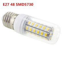 Светодиодная лампа E27 48 SMD5730, светодиодсветильник лампочка, фотолампа, цвет теплый белый/холодный белый Светодиодный ная лампа 1 шт./лот, бесплатная доставка 2024 - купить недорого
