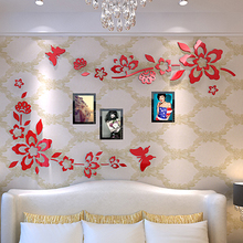 Pretty Flower Butterfly Wall Stickers Bathroom 3D TV Crystal Mirror Wall Decor Home Art Wall Room Decoration Accessories 2024 - buy cheap