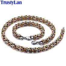 Trustylan pulseira de corrente de ligação de aço inoxidável dos homens biker jóias presentes de aniversário para o pai dele namorado colar de cor de ouro 2024 - compre barato