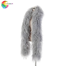 2 meters elegant High quality silver gray Ostrich feather shawl 10ply Encrypted Ostrich feather boa Wedding decoration 2024 - buy cheap